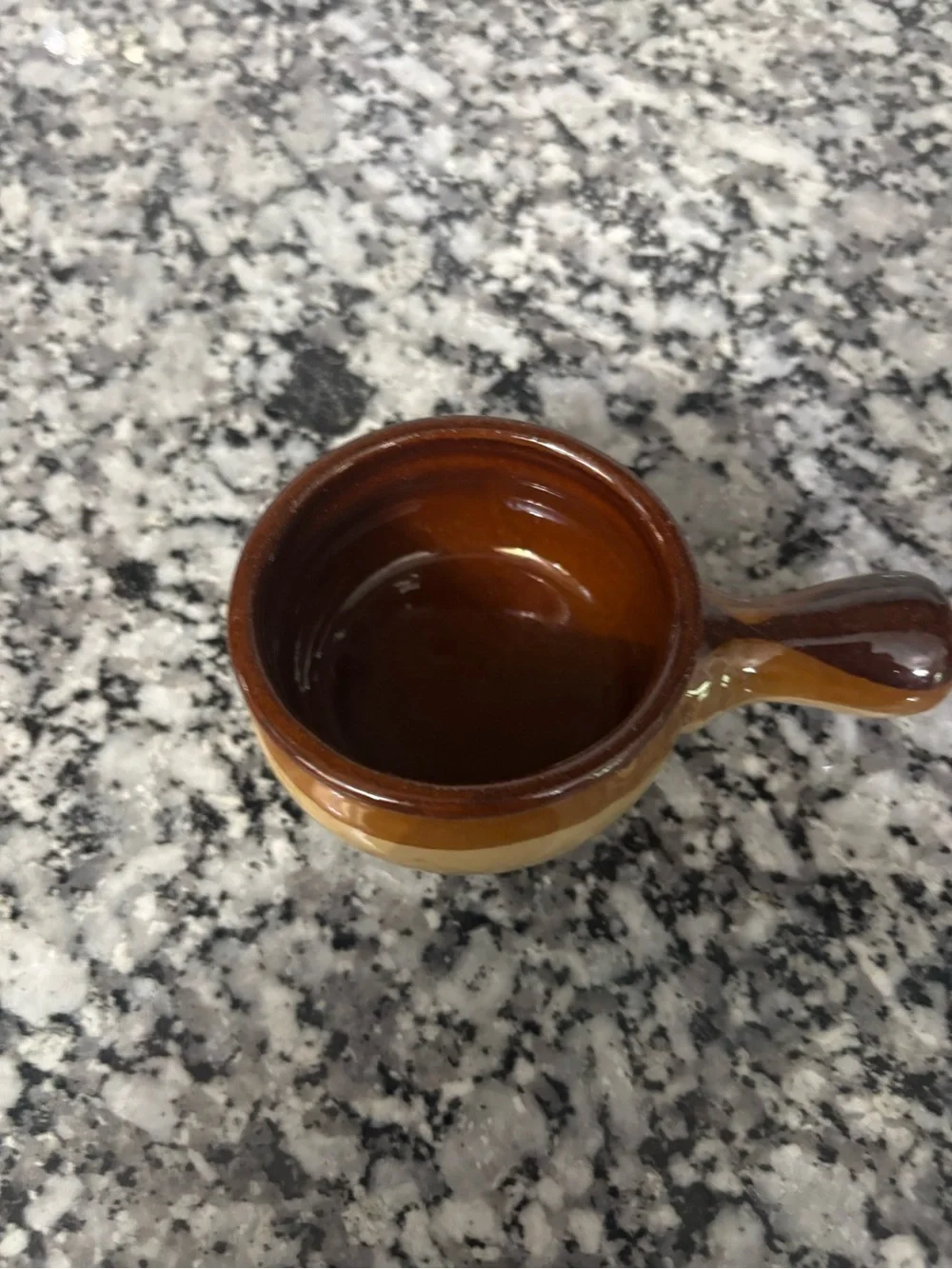 Ceramic Brown and Tan Sauce Pan with Handle - Brown/Tan
